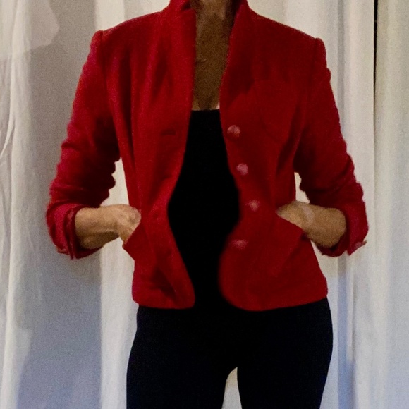 100% soft wool bright red mini blazer - Picture 2 of 4